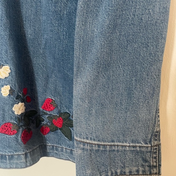 Madewell Blue Denim Jacket with Embroidered strawberries and sun. - Picture 8 of 8